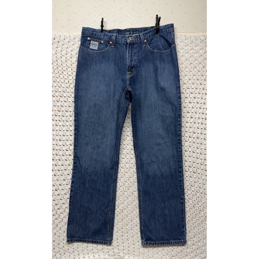 Cinch Up Western Jeans Mens 38x34 Blue Denim Straight White Label 100%Cotton